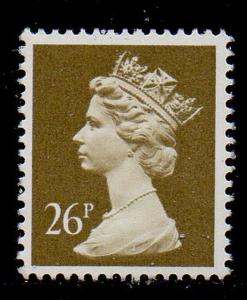 Great Britain Sc MH132 1990 26p olive gray QE II Machin Head stamp mint NH