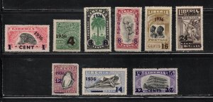 LIBERIA Scott # 248//58 MH - Short Set With Overprint & Surcharge