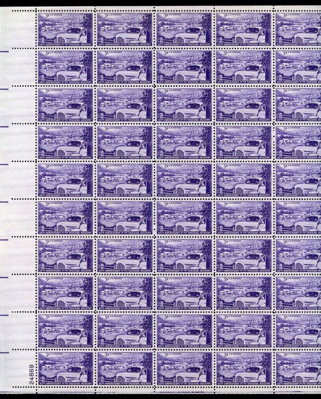 UNITED STATES SCOTT #1025 3c TRUCKING INDUSTRY SHEET(50) MINT NEVER HINGED