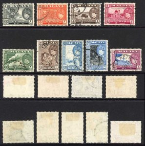 Kedah SG92/100 1957 QEII Part Set of 10 Used