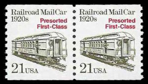 PCBstamps  US #2265 Coil Pair (=) 42c(2x21c)R.R. Mail Car, MNH, (6)