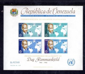 VENEZUELA #C837a 1963 DAG HAMMARSKJOLD MINT VF NH O.G S/S4 IMP. bb