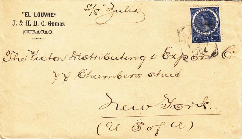 1904, Curacao to New York via S.S. Zulia, See Remark (12403)