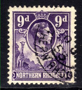 Northern Rhodesia 1938 - 52 KGV1 9d Violet used SG 39 ( G1279 )