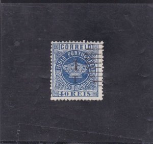 PORTUGUESE INDIA  CROWN SURCHARGED  1 T / 40R. Perf. 12,5   AF # 89