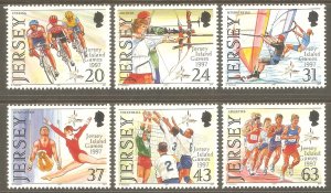 JERSEY GB Sc# 800 - 805 MNH FVF Set6 Sports Volleyball Windsurf Archery Cycling