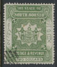 North Borneo  SG 84 SC# 71 Used  Dull Green  please see scans & details