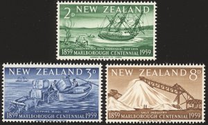 NEW ZEALAND Scott 327-29 F-VF/MNH - 1959 Marlborough Centennial - Complete Set