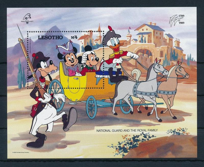 [22307] Lesotho 1989 Disney Mickey Minnie Donald Goofy France Revolution MNH