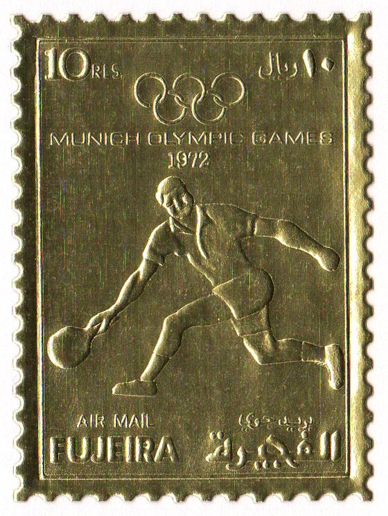 Fujeira Mi #1280A  mnh - 1972 Summer Olympics Munich - tennis - perf - gold foil