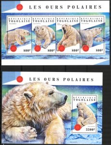 Togo 2018 Polar Bears sheet + S/S MNH