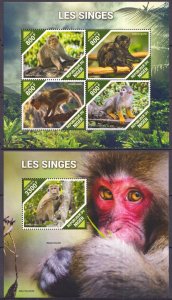 Gs1508 2019 Niger Monkeys Primates Wild Animals Fauna #6756-6759+Bl1048 Mnh