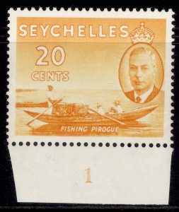 SEYCHELLES GVI SG163, 20c orange-yellow, M MINT. CONTROL