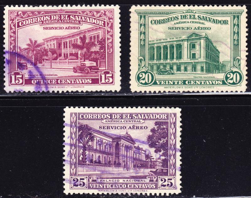 El Salvador Scott C93-C95  complete set  F to VF used.