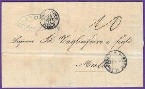 1853 Constantinople FLS, Disinfected in MALTA, PURIFIE AU LAZARET MALTE