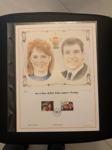 1986 Isle od Man prince Andrew's wedding FDC panel, big size with plastic holder