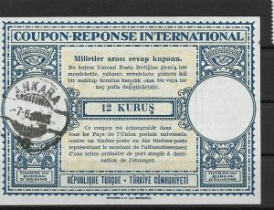 TURKEY - (IRC) INTERNATIONAL REPLY COUPON  (POSTMARKED ON 1943)