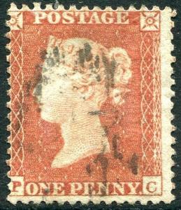 1855 1d Red PC C2 Plate R2 SC14 FINE USED 81796