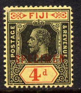 Fiji 1912-23 KG5 MCA 4d black & red on lemon (die I) ...