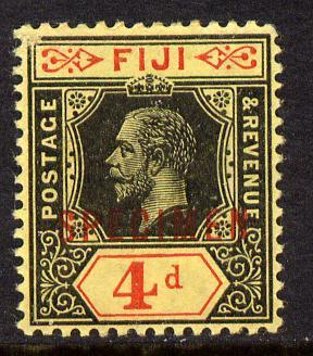 Fiji 1912-23 KG5 MCA 4d black & red on lemon (die I) ...