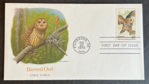 BARRED OWL #1762 AUG 26 1978 FAIRBANKS AK FIRST DAY COVER (FDC) BX 3-2