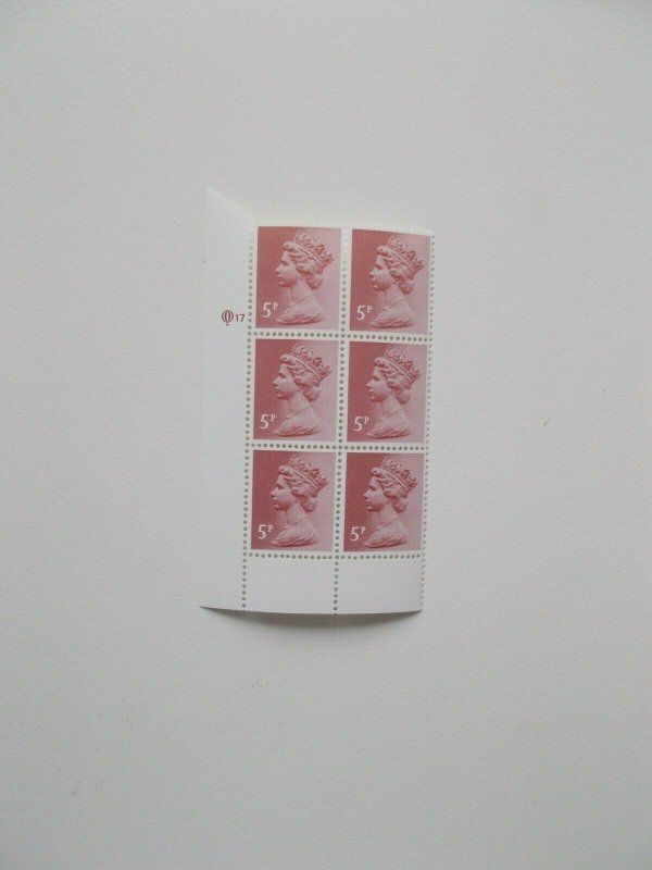 Questa Litho 5p ACP/DEX Machin Lower Left Hand Cylinder Block of 6 (Cyl 17) U/M