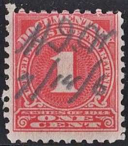 R207 1¢ Documentary Stamp (1914) Used