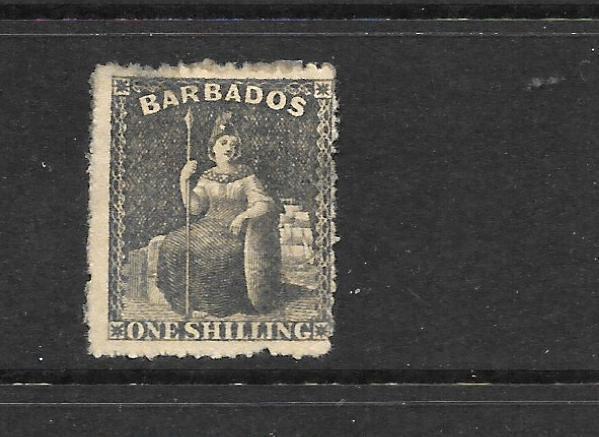 BARBADOS   1861-70  1/-   BRITANNIA   MH   SG 35    