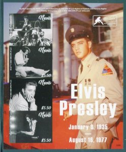 NEVIS 2022 ELVIS PRESLEY IMPERF SHEET MINT NH