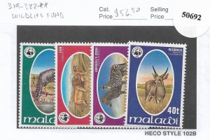 Malawi: Sc #319-322, MNH Wildlife Fund (50692)