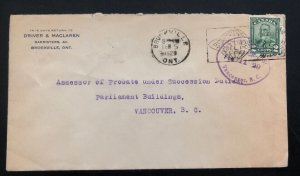 1929 Brockville Canada Commercial cover To Vancouver Planet Cancel