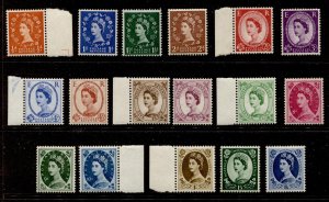 GB Stamps #353-369 Mint OG  VF MNH - QEII Definitive Set
