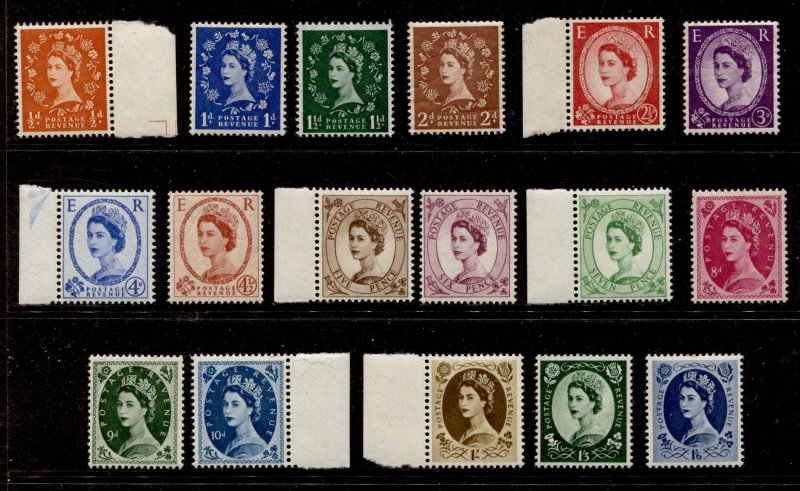 GB Stamps #353-369 Mint OG  VF MNH - QEII Definitive Set