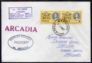 Tonga used in Greece 1968 Paquebot cover to England carri...