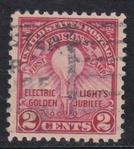 United States # 654, Thomas Edisons Light Bulb, Used