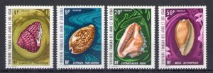 1972 French Territory of Afars and Issas - Yvert catalogue no. 377/80 - Shells -