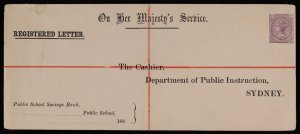 NEW SOUTH WALES Registered Official Envelope 1888 QV 6d OS, pale salmon stock.