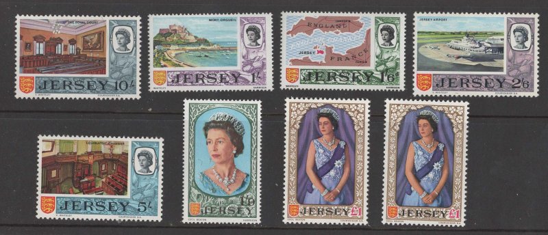 Great Britain-Jersey # 7-21  QE II Series, with  £1  both printings (16) Mint NH