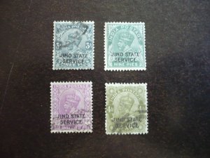 Stamps-Indian Convention State Jhind-Scott#O36-O42-Used Part Set of 4 Stamps