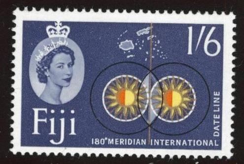 FIJI Scott 183 MNH** 1962 QE2  180 meridian intl date line stamp