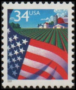 United States 3469 - Mint-NH - 34c Flag Over Farm (2001) (cv $0.80)