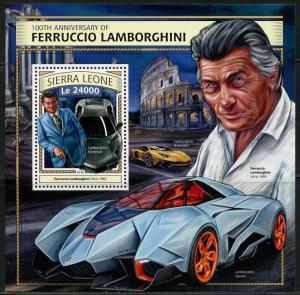 SIERRA LEONE 2016 100th ANNIVERSARY OF FERRUCCIO LAMBORGHINI  S/SHEET  MINT NH