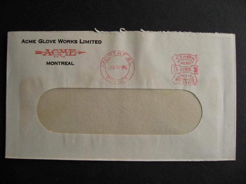 CANADA 1936 ACME glove works advertising cover, check it out!