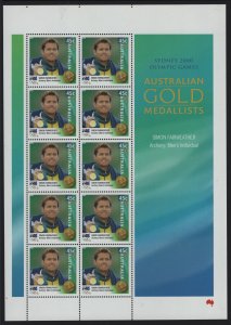 AUSTRALIA, 1878, MNH, SHEET OF 10,2000,  AUSTRALIAN GOLD MEDALISTS 2000 OLYMPICS