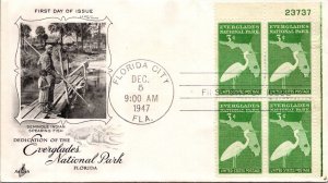 FDC 1948 SC #952 - Art Craft Cachet - Florida City Fla  - Sheet of 4 - F62917