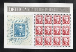 SC# 3140 - (60c) - Pacific 97 - MNH - Pane of 12 - George Washington