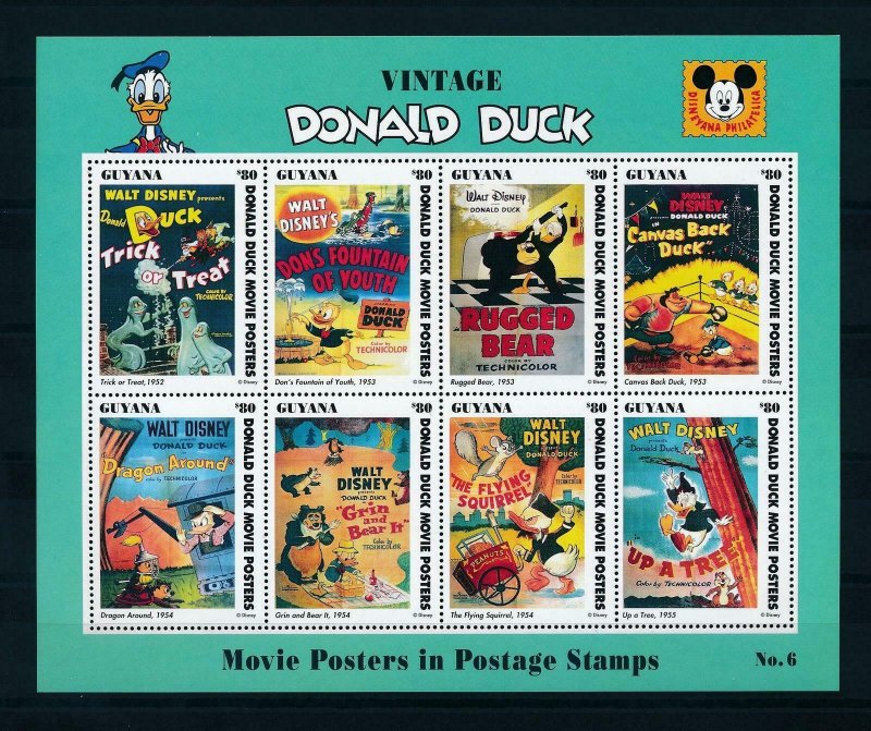 [22290] Guyana 1993 Disney Donald Duck movieposters MNH