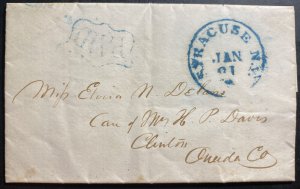 1853 Syracuse NY USA Letter sheet Stampless Cover