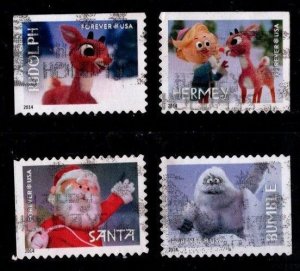 #4946 - 4949  Rudolph set/4 (Off Paper)- Used