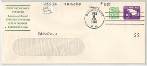 1967  EAGLE EMBOSSED ENVELOPE U553A BAYLESS TAGGED #10 WINDOW  Hand cancel